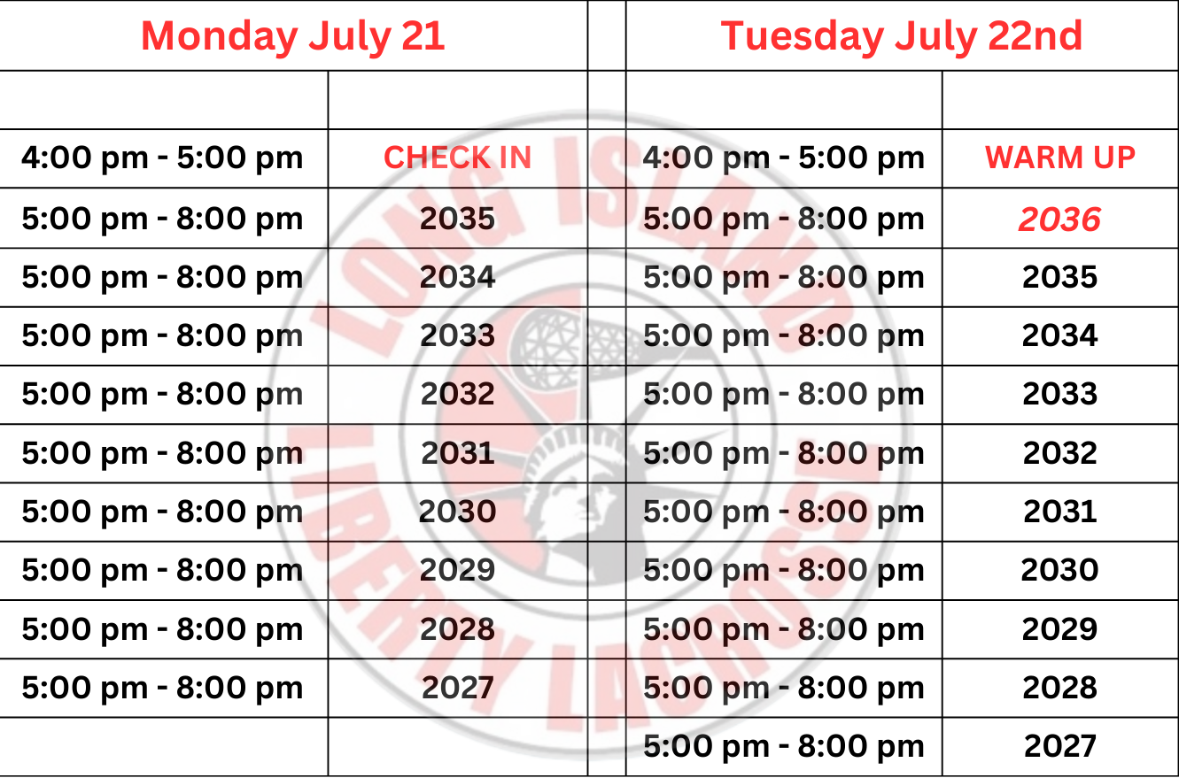 REVISED LIBERTY 2025 tryout times